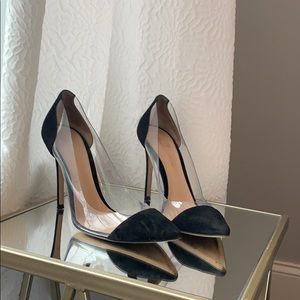 Gianvitto Rossi 100mm transparent suede pumps heel
